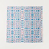 Tenture Rétro Mod Damier Abstrait Rose Bleu (Devant (Horizontal))