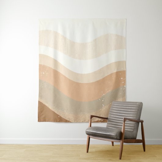 Tenture Retro Mod Waves Earthy Neutral Design (En situation)