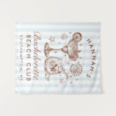 Tenture Retro Modern Blue & Brown Bachelorette Weekend (Devant (Horizontal))