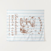 Tenture Retro Modern Blue & Brown Bachelorette Weekend (Devant (Horizontal))