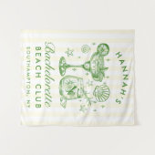 Tenture Retro Modern Green & Yellow Bachelorette Weekend (Devant (Horizontal))