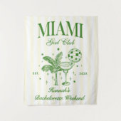 Tenture Retro Modern Green & Yellow Miami Bach Party (Devant)