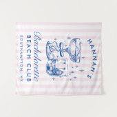 Tenture Retro Modern Pink & Blue Bachelorette Weekend (Devant (Horizontal))