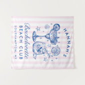 Tenture Retro Modern Pink & Blue Bachelorette Weekend (Devant (Horizontal))