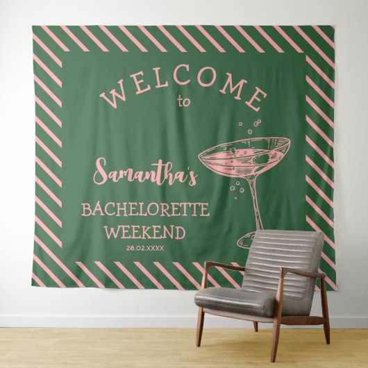 Tenture Retro Moderne Bachelorette Party Backdrop Cocktail (En situation (horizontale))