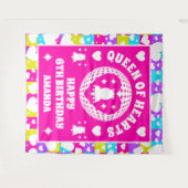 Tenture Retro Neon Queen Of Hearts Bannière de fête d'anni (Devant (Horizontal))