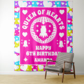 Tenture Retro Neon Queen Of Hearts Bannière de fête d'anni (En situation)