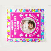 Tenture Retro Neon Reine des Coeurs Bannière Photo Anniver (Devant (Horizontal))