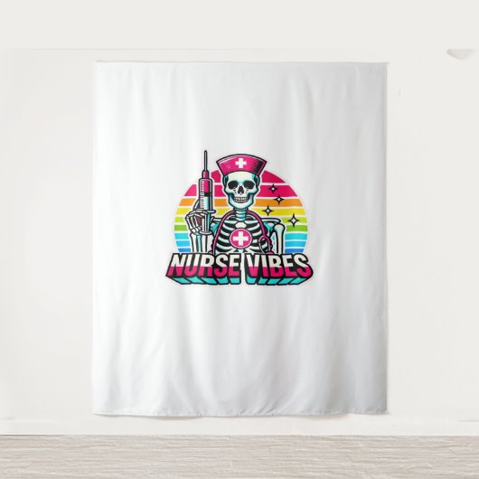 Tenture Retro Neon Skeleton Nurse - Funny Éffrayant D (Devant)