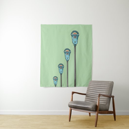 Tenture Retro parking meter (En situation)