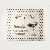 Tenture Retro Polka Bachelorette Party Backdrop Cocktail (Devant (Horizontal))