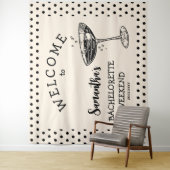 Tenture Retro Polka Bachelorette Party Backdrop Cocktail (En situation)