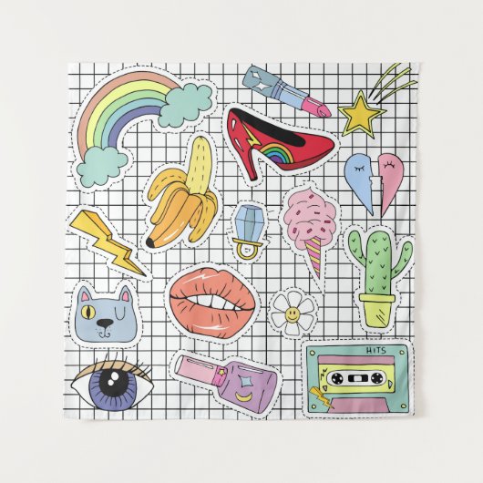 Tenture Retro Pop Art : Collection Badge (Devant)