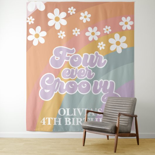 Tenture Retro Quatre jamais Super arc-en-ciel (En situation)