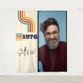 Tenture Retro Stripe Vintage 1976 Photo Tapestry (Devant)