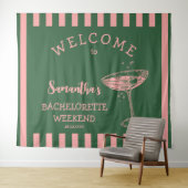 Tenture Retro Stripes Bachelorette Party Backdrop Cocktail (En situation (horizontale))