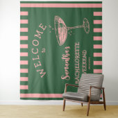 Tenture Retro Stripes Bachelorette Party Backdrop Cocktail (En situation)