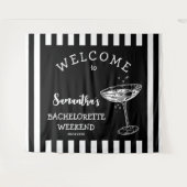 Tenture Retro Stripes Bachelorette Party Backdrop Cocktail (Devant (Horizontal))