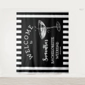 Tenture Retro Stripes Bachelorette Party Backdrop Cocktail (Devant)