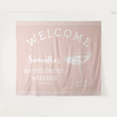 Tenture Retro Stripes Bachelorette Party Backdrop Cocktail (Devant (Horizontal))