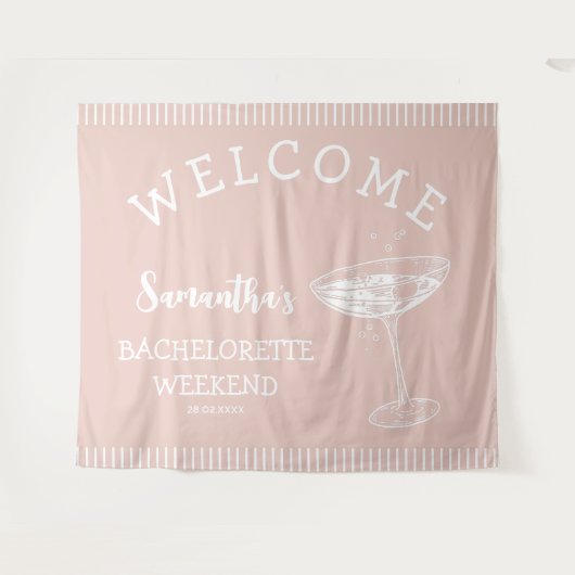 Tenture Retro Stripes Bachelorette Party Backdrop Cocktail (Devant (Horizontal))