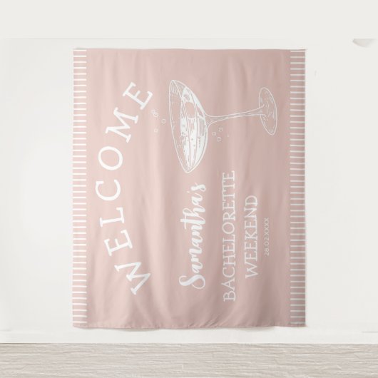 Tenture Retro Stripes Bachelorette Party Backdrop Cocktail (Devant)