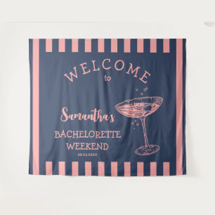 Tenture Retro Stripes Bachelorette Party Backdrop Cocktail