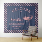 Tenture Retro Stripes Bachelorette Party Backdrop Cocktail (En situation (horizontale))