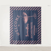 Tenture Retro Stripes Bachelorette Party Backdrop Cocktail (Devant)