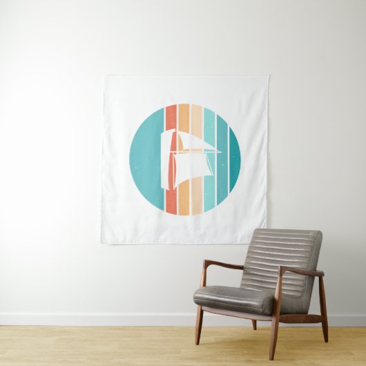 Tenture Retro Sunset Effet Perdu + Voilier (En situation (horizontale))