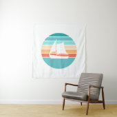 Tenture Retro Sunset Effet Perdu + Voilier (En situation)