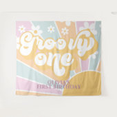 Tenture Retro Sunshine Super One Pastel Daisy Anniversaire (Devant (Horizontal))