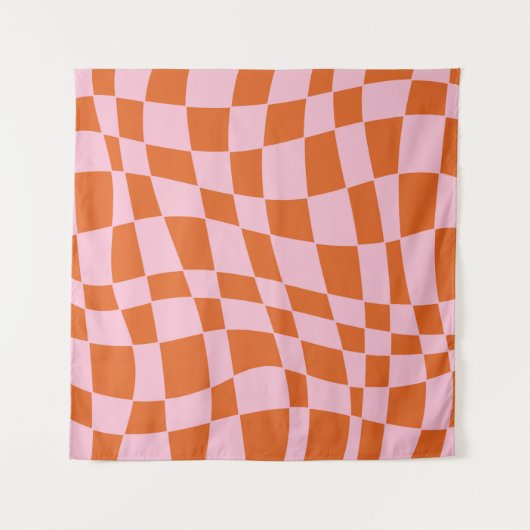 Tenture Retro Super Wavy Psychedelic Checkerboard Vérifier (Devant (Horizontal))