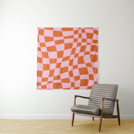 Tenture Retro Super Wavy Psychedelic Checkerboard Vérifier (En situation)