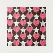 Tenture Retro Threadbare Hearts Stars Texture (Devant)