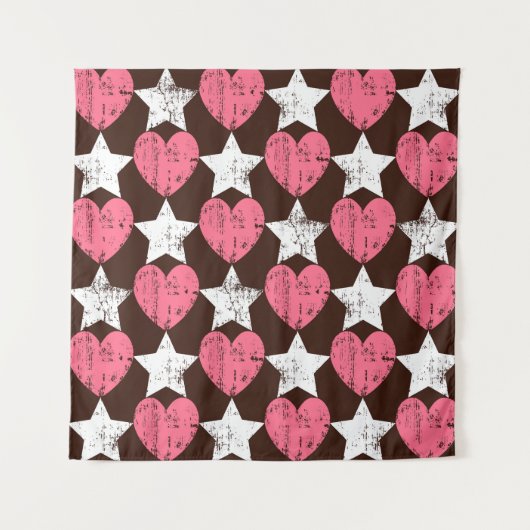 Tenture Retro Threadbare Hearts Stars Texture (Devant)