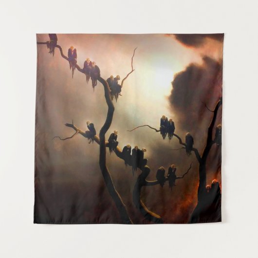 Tenture Rétro vif - Fantômes dans un arbre (Devant (Horizontal))