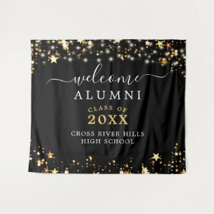 Tenture Réunion de classe Bienvenue Étoiles de Black Gold
