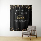 Tenture Réunion de classe Bienvenue Étoiles de Black Gold  (En situation)