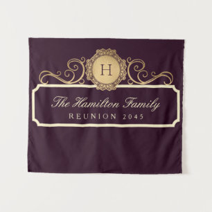 Tenture Réunion de famille élégante Monogramme doré Vin de