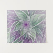 Tenture Rêve de fleurs, Abstrait violet vert Fractal Art (Devant (Horizontal))