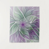 Tenture Rêve de fleurs, Abstrait violet vert Fractal Art (Devant)
