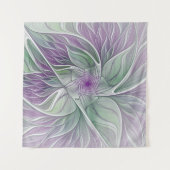 Tenture Rêve de fleurs, Abstrait violet vert Fractal Art (Devant (Horizontal))