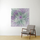 Tenture Rêve de fleurs, Abstrait violet vert Fractal Art (En situation (horizontale))