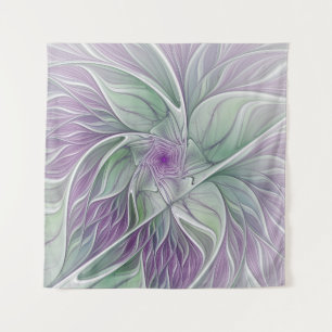 Tenture Rêve de fleurs, Abstrait violet vert Fractal Art