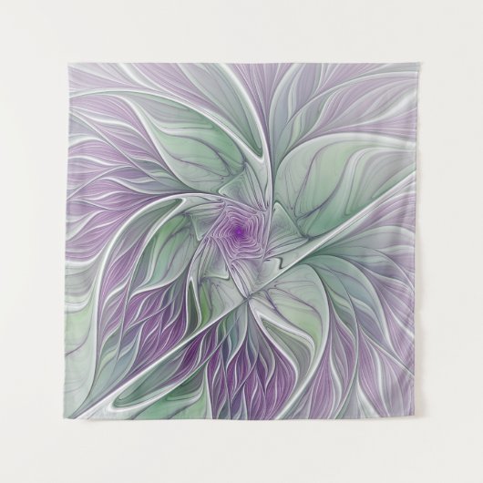 Tenture Rêve de fleurs, Abstrait violet vert Fractal Art (Devant)