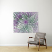 Tenture Rêve de fleurs, Abstrait violet vert Fractal Art (En situation (horizontale))