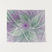 Tenture Rêve de fleurs, Abstrait violet vert Fractal Art (Devant (Horizontal))