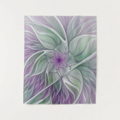 Tenture Rêve de fleurs, Abstrait violet vert Fractal Art (Devant)