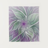 Tenture Rêve de fleurs, Abstrait violet vert Fractal Art (Devant)